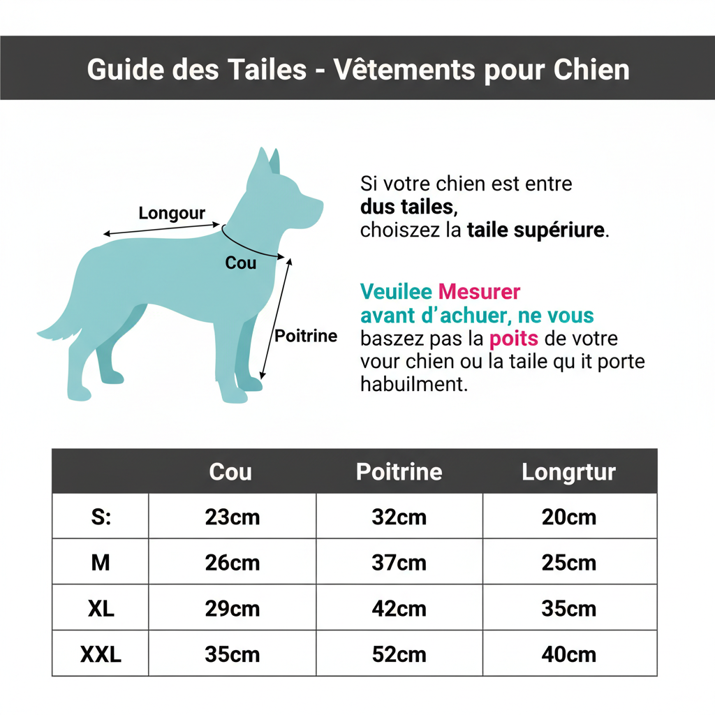 Guide des tailles en français